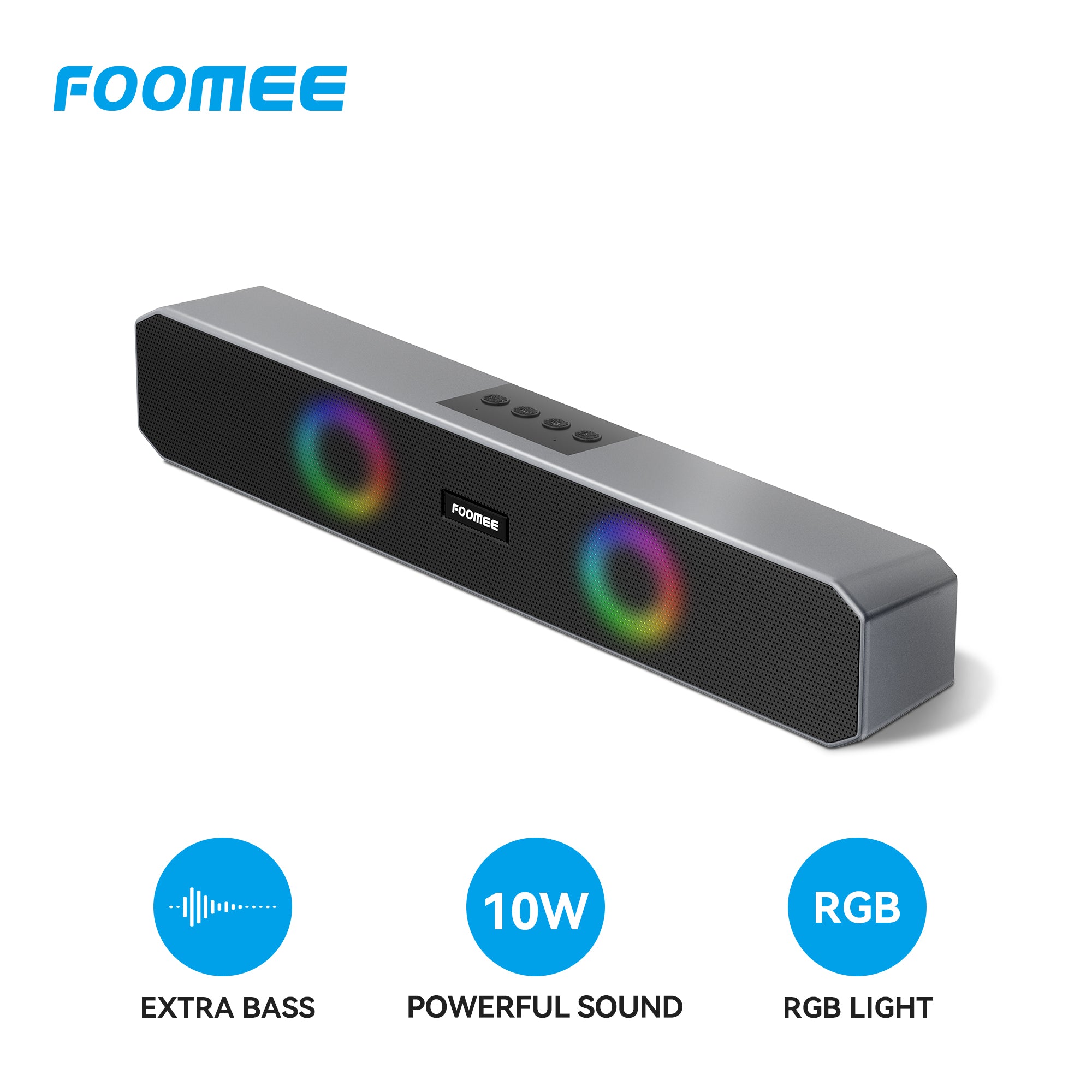 FOOMEE 10W Super Bass Bluetooth Speaker with RGB Light HH53