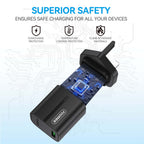 FOOMEE 12W Fast Charger USB-A Output+ Type-C Cable For Phones, Power Banks and Other Type-C devices