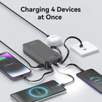 FOOMEE 20000mAh Portable Power Bank,Dual Light,Built-in Type-C Cable,5 Output AB25