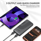 FOOMEE 10000mAh 12W Muti-Port Portable Power Bank Ultra Slim with  Indicator, AB11