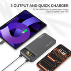 FOOMEE 10000mAh 22.5W Fast Charging Power Bank,Ultra Slim Portable Charger with LED Display, Dual USB & Type-C