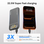 FOOMEE 10000mAh 22.5W Fast Charging Power Bank,Ultra Slim Portable Charger with LED Display, Dual USB & Type-C