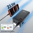 FOOMEE 60,000 mAh 22.5w Fast Charging Power Bank with Flashlight, Type-C, Built-in Strap AF60