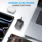 FOOMEE 33W GaN Super Fast Charger,USB-A & Type-C Dual Output,With Free Type-C Cable,for Iphone,Android,etc.