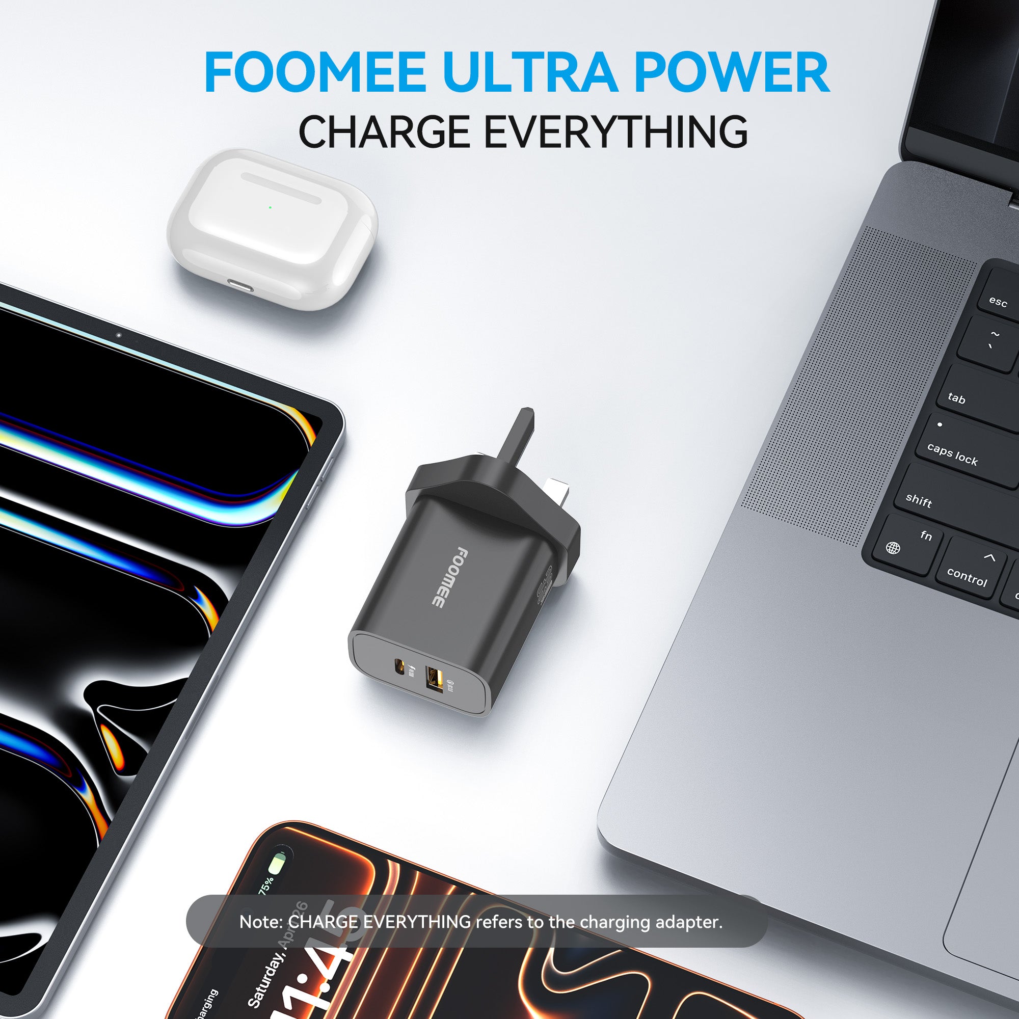 FOOMEE 33W GaN Super Fast Charger,USB-A & Type-C Dual Output,With Free Type-C Cable,for Iphone,Android,etc.