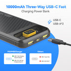 FOOMEE 10000mAh 22.5W Fast Charging Power Bank,Ultra Slim Portable Charger with LED Display, Dual USB & Type-C