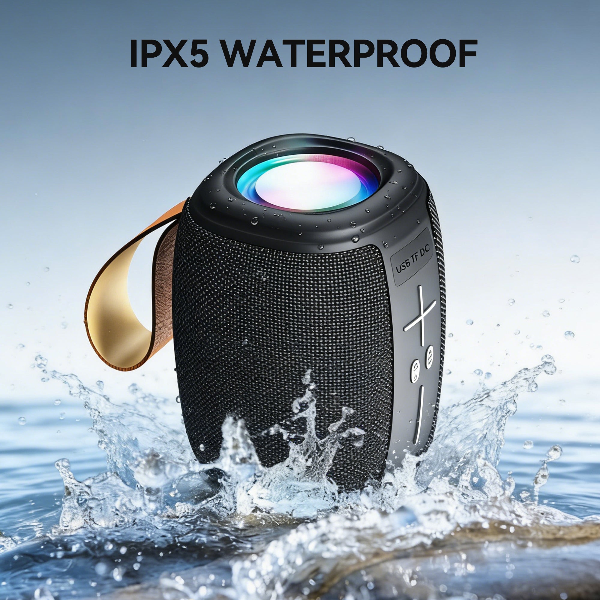 FOOMEE Wireless Bluetooth Speaker, Super Bass, IPX5 Waterproof, Long Battery Life & RGB Light HH58