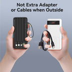 FOOMEE 10000mAh Portable Power Bank,Dual Light,Built-in Type-C Cable,5 Output AB15