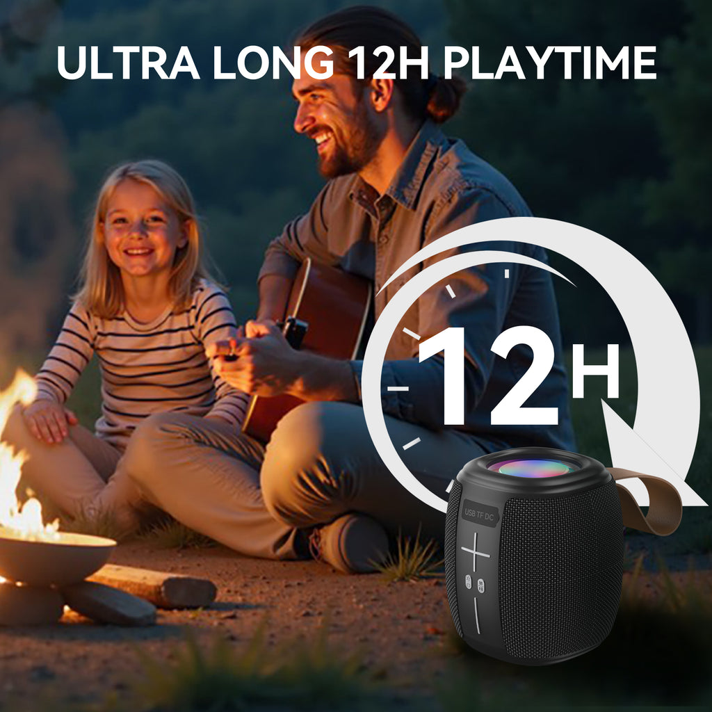 FOOMEE Wireless Bluetooth Speaker, Super Bass, IPX5 Waterproof, Long Battery Life & RGB Light HH58