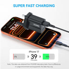 FOOMEE 18W Super Fast Charger USB-A Output+ Type-C Cable For Phones, Power Banks and Other Type-C device