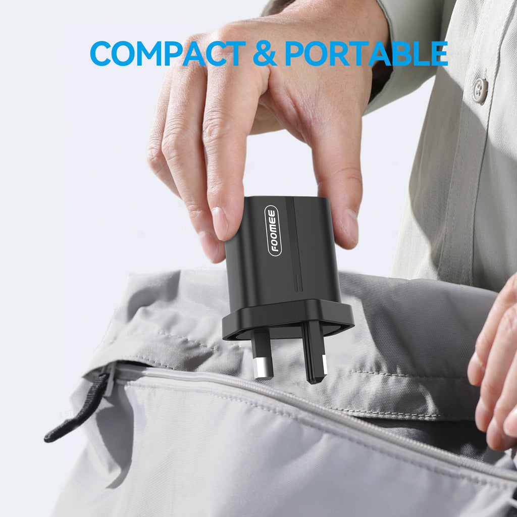 FOOMEE 12W Fast Charger USB-A Output+ Type-C Cable For Phones, Power Banks and Other Type-C devices