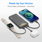 FOOMEE 10000mAh 22.5W Fast Charging Power Bank,Ultra Slim Portable Charger with LED Display, Dual USB & Type-C