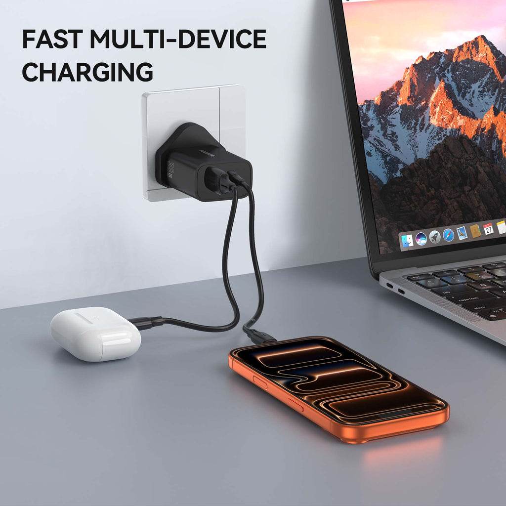 FOOMEE 33W GaN Super Fast Charger,USB-A & Type-C Dual Output,With Free Type-C Cable,for Iphone,Android,etc.