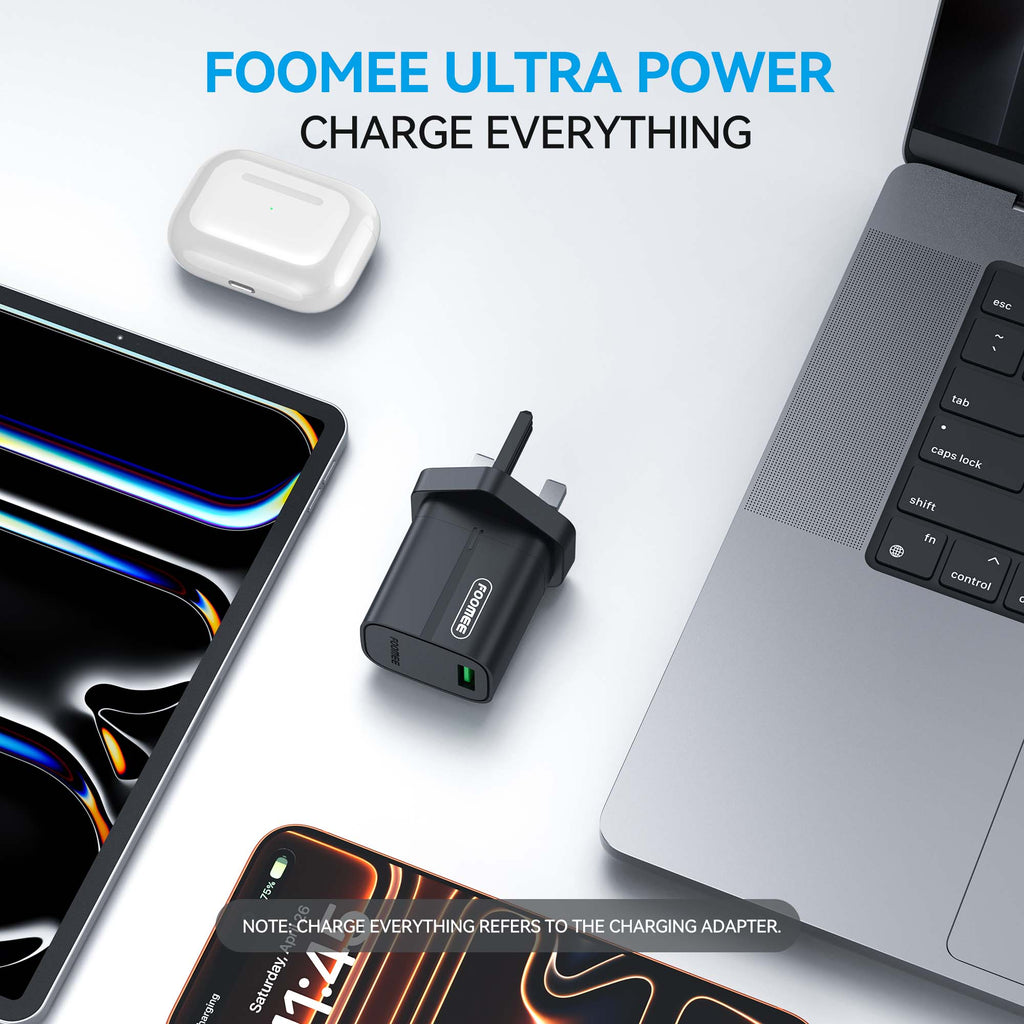 FOOMEE 12W Fast Charger USB-A Output+ Type-C Cable For Phones, Power Banks and Other Type-C devices
