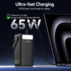 FOOMEE 60,000mAh 65w Type-C Fast Charging Power Bank with Flashlight, Digital Display and Built-in Strap, For Laptop, Phone,Tablet AA65