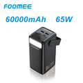 FOOMEE 60,000mAh 65w Type-C Fast Charging Power Bank with Flashlight, Digital Display and Built-in Strap, For Laptop, Phone,Tablet AA65
