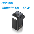 FOOMEE 60,000mAh 65w Type-C Fast Charging Power Bank with Flashlight, Digital Display and Built-in Strap, For Laptop, Phone,Tablet AA65