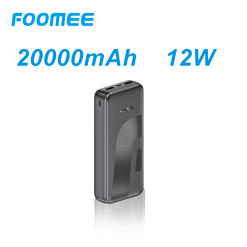 FOOMEE 20000mAh 12W Muti-Port Portable Power Bank Ultra Slim with  Indicator, AB21