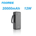FOOMEE 20000mAh Portable Power Bank,Dual Light,Built-in Type-C Cable,5 Output AB25