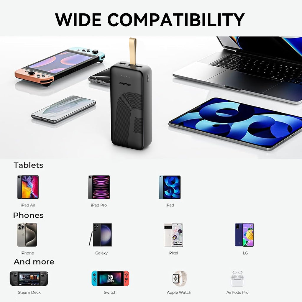 FOOMEE 30000mAh 12W Muti-Port Portable Power Bank Ultra Slim with  Indicator, AB31