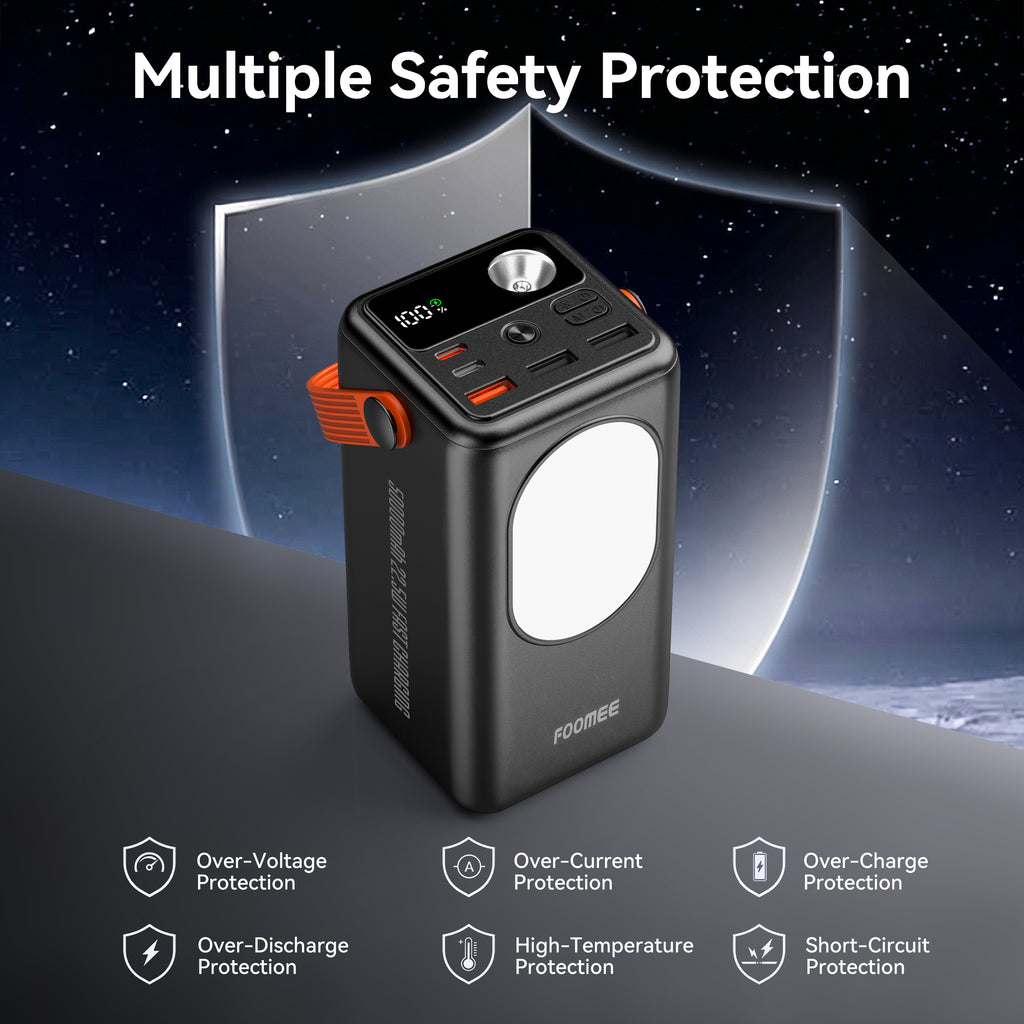 FOOMEE 50,000 mAh 22.5w Fast Charging Power Bank with Flashlight, Type-C, Built-in Strap AF50