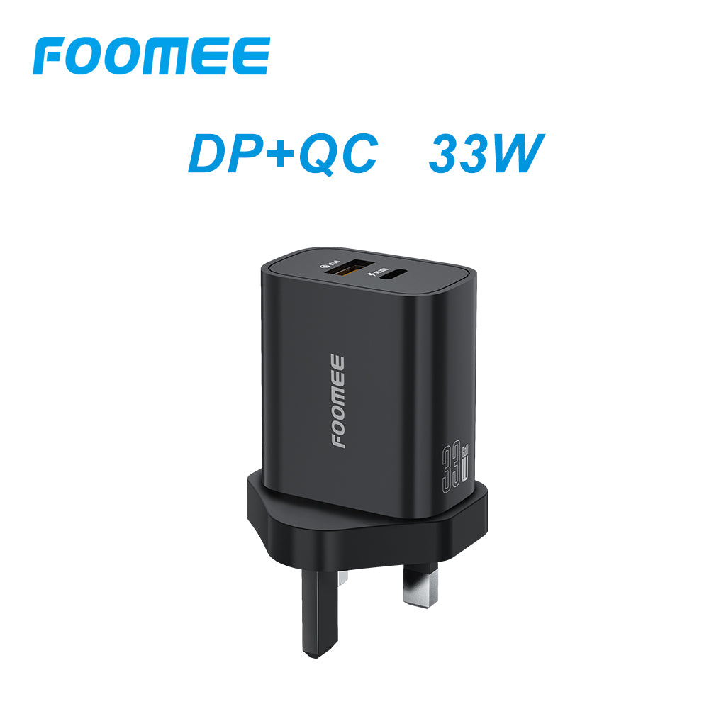 FOOMEE 33W GaN Super Fast Charger,USB-A & Type-C Dual Output,With Free Type-C Cable,for Iphone,Android,etc.