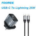 FOOMEE 25W USB-C Fast Charger with USB-C to Lightning Cable, GaN Charger for iPhone