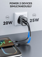 FOOMEE 45W Fast Charger, GaN Dual USB C Port Charger with USB-C Cable USB-C