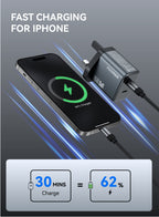FOOMEE 45W Fast Charger, GaN Dual USB C Port Charger with USB-C Cable USB-C