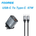 FOOMEE 67W 3 Ports GaN Charger with USB-C Cable for iPhone/laptop/tablet