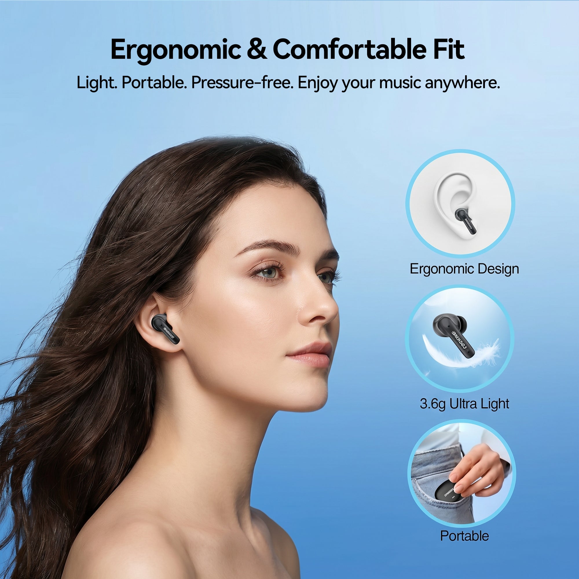 FOOMEE Earbuds with Touch Control, Crystal Clear Calls, Super Bass, Compatible with iOS & Android PA02