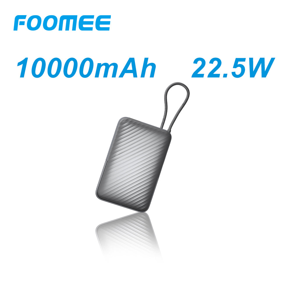 FOOMEE 10000mAh S Series Magnetic Wireless Power Bank with bracket LED Display Built-in 22.5W USB-C Cable