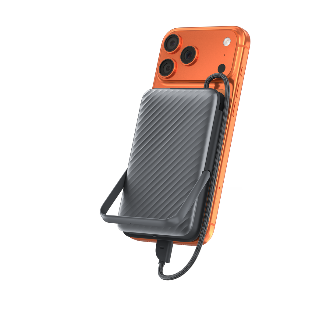 FOOMEE 10000mAh S Series Magnetic Wireless Power Bank with bracket LED Display Built-in 22.5W USB-C Cable