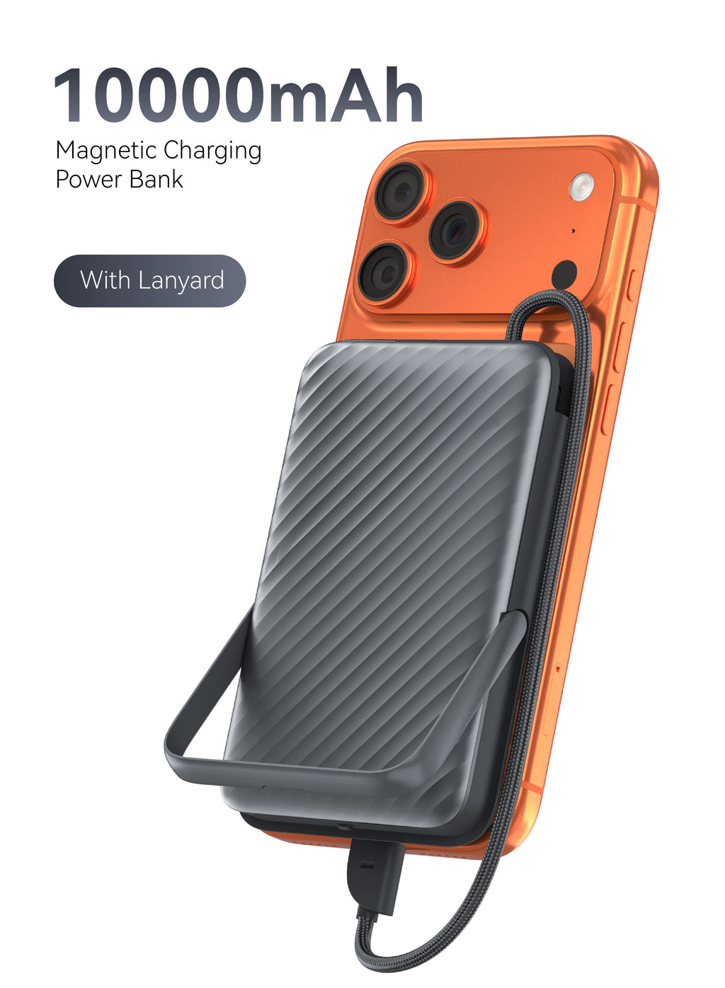 FOOMEE 10000mAh S Series Magnetic Wireless Power Bank with bracket LED Display Built-in 22.5W USB-C Cable