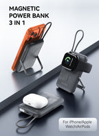 FOOMEE 10000mAh S Series Magnetic Wireless Power Bank with bracket LED Display Built-in 22.5W USB-C Cable