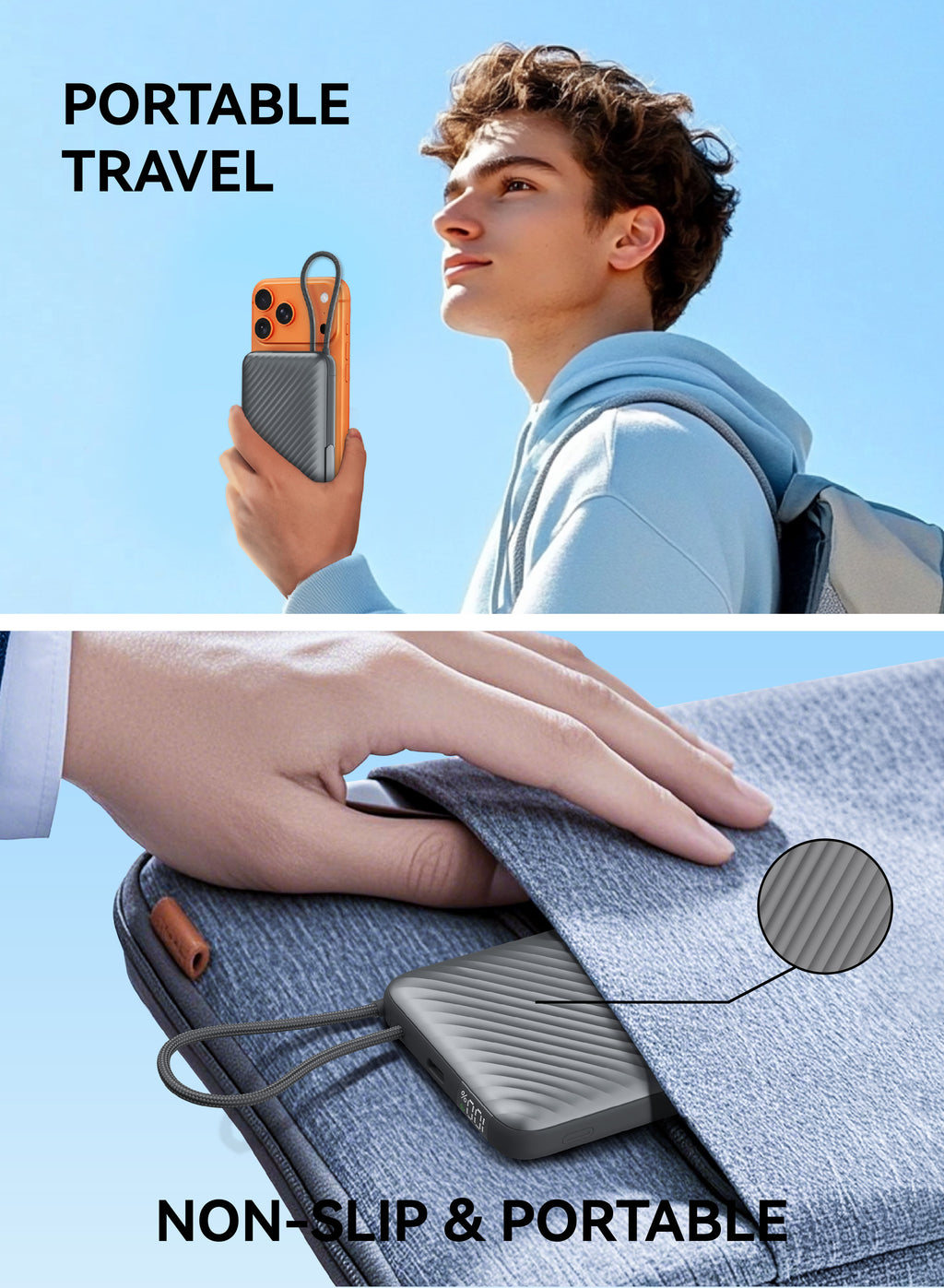 FOOMEE 10000mAh S Series Magnetic Wireless Power Bank with bracket LED Display Built-in 22.5W USB-C Cable