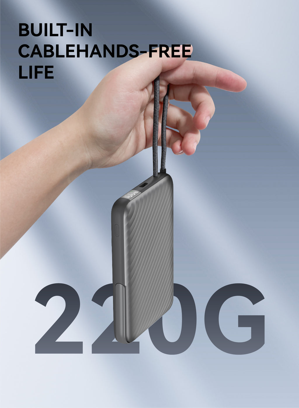 FOOMEE 10000mAh S Series Magnetic Wireless Power Bank with bracket LED Display Built-in 22.5W USB-C Cable